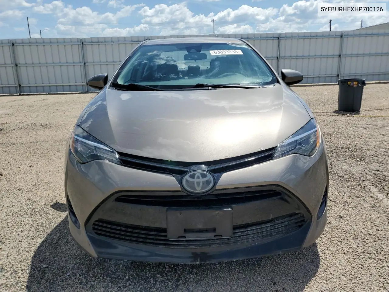 2017 Toyota Corolla L VIN: 5YFBURHEXHP700126 Lot: 63099095
