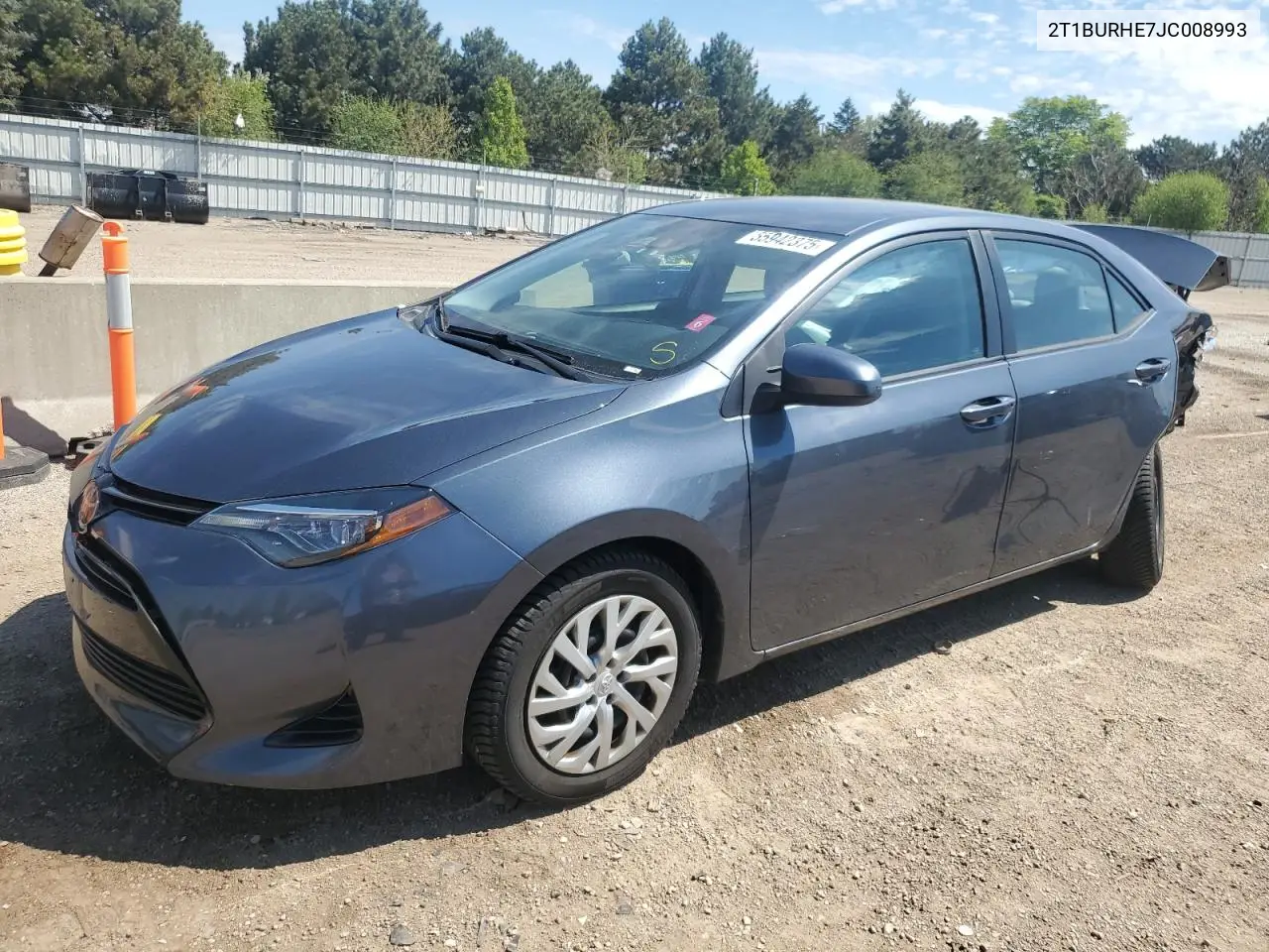 2018 Toyota Corolla L VIN: 2T1BURHE7JC008993 Lot: 55942375
