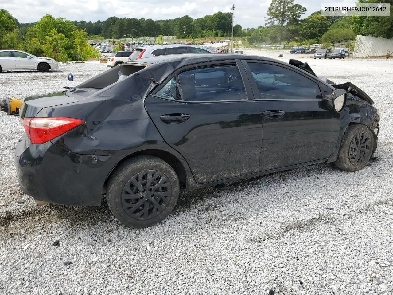 2018 Toyota Corolla L VIN: 2T1BURHE9JC012642 Lot: 58707065