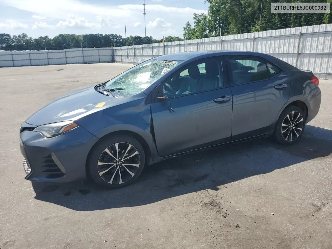 2018 Toyota Corolla L VIN: 2T1BURHE6JC000982 Lot: 63018655