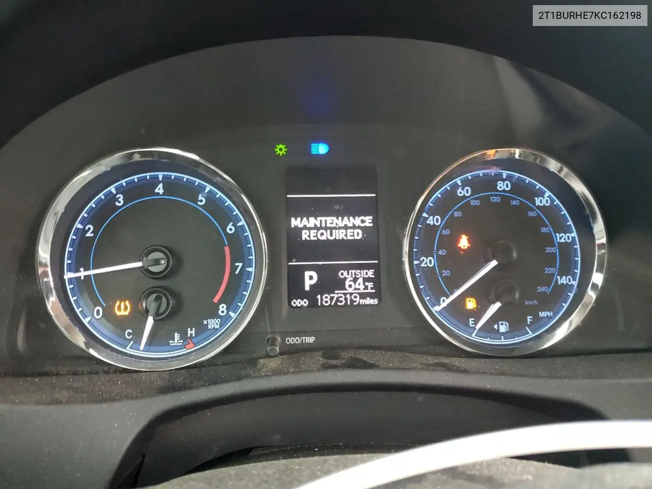 2019 Toyota Corolla L VIN: 2T1BURHE7KC162198 Lot: 56483805