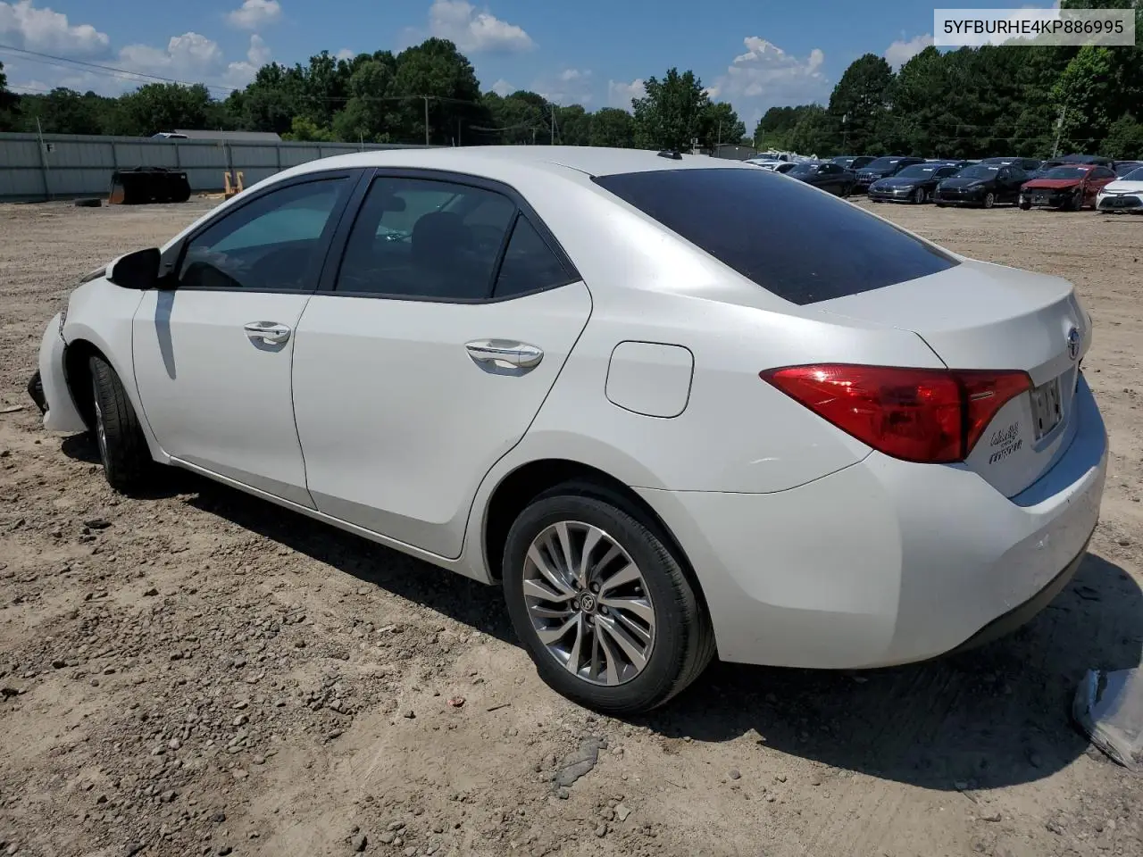 2019 Toyota Corolla L VIN: 5YFBURHE4KP886995 Lot: 62911495