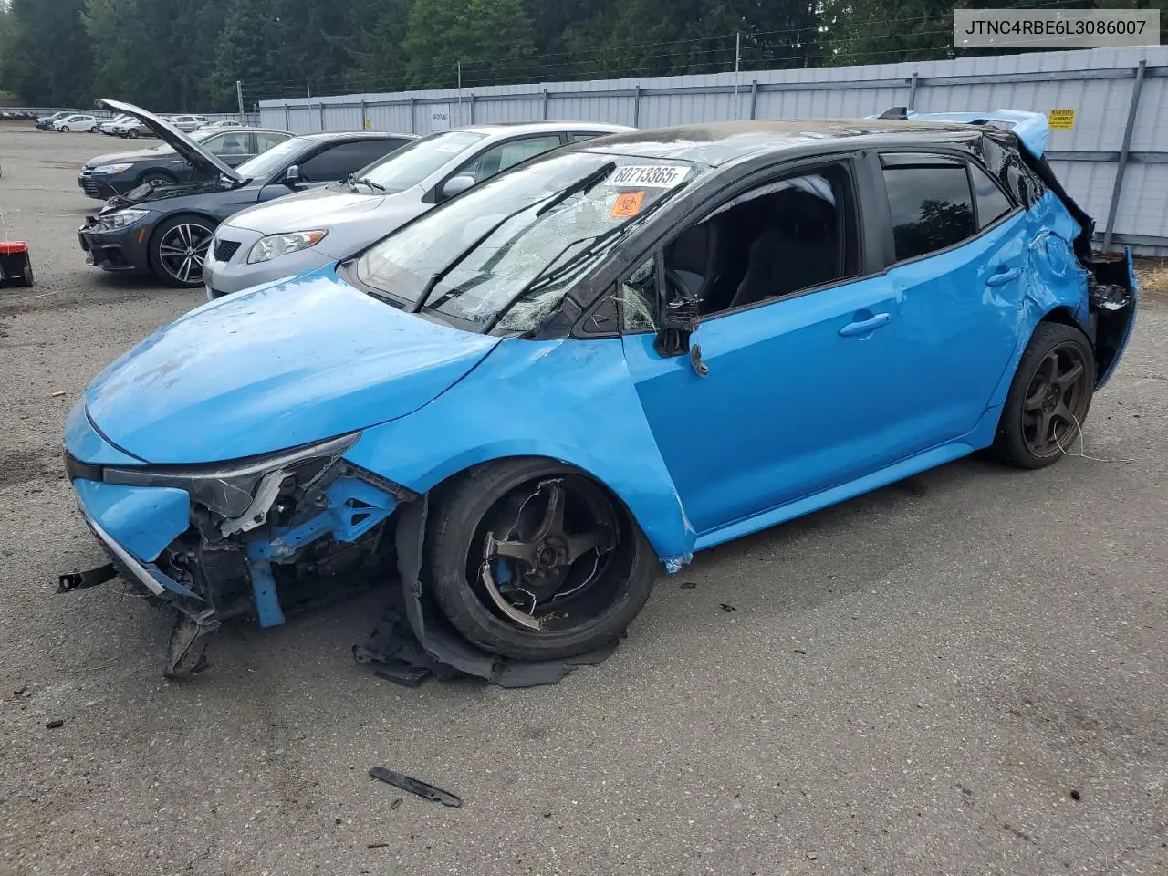 2020 Toyota Corolla Xse VIN: JTNC4RBE6L3086007 Lot: 60713365