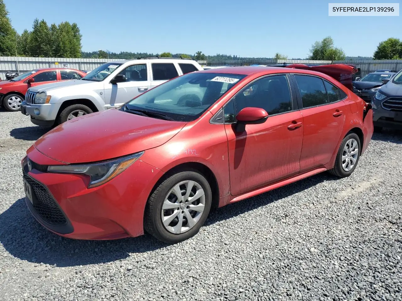 2020 Toyota Corolla Le VIN: 5YFEPRAE2LP139296 Lot: 62711295