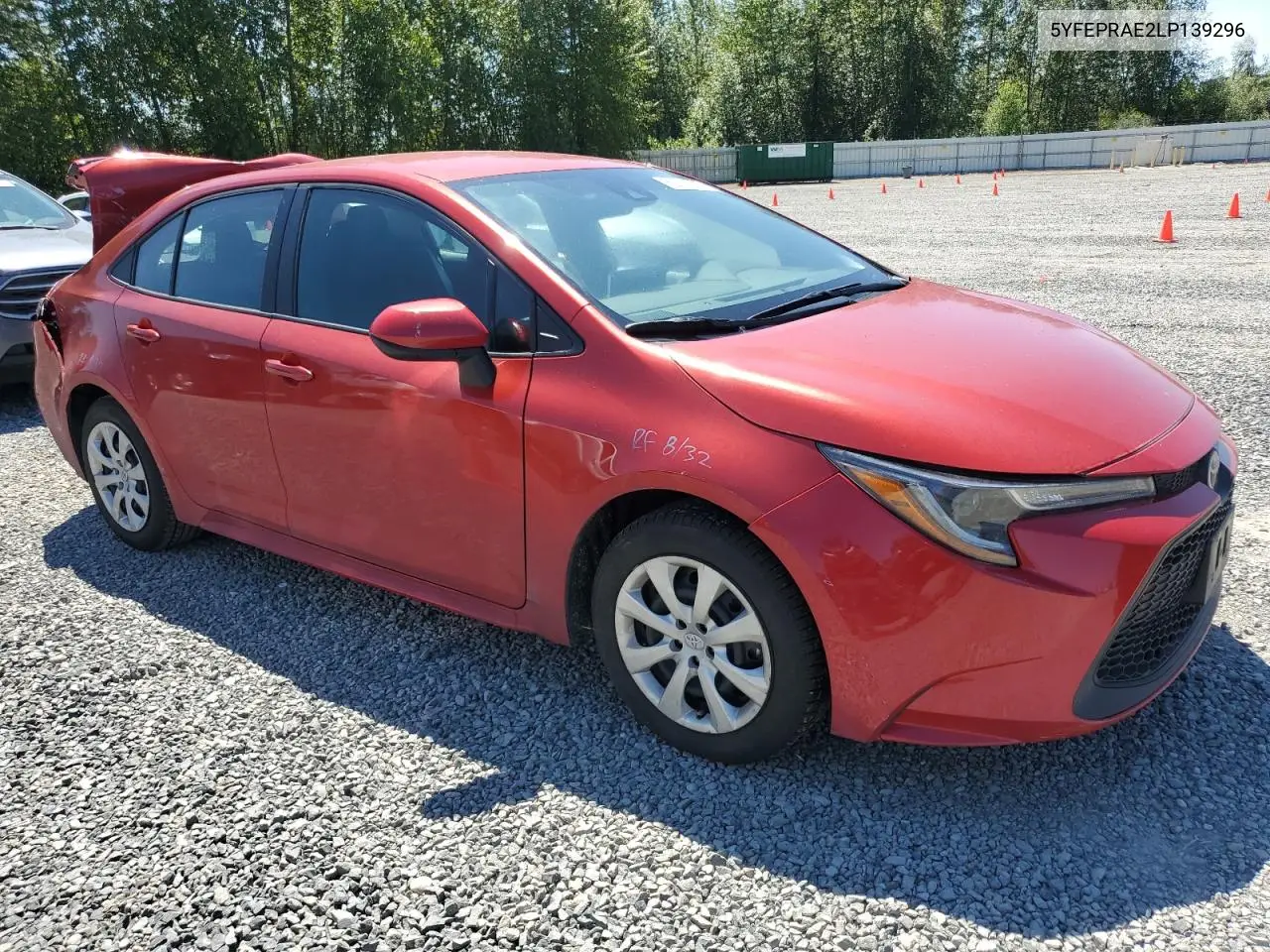 2020 Toyota Corolla Le VIN: 5YFEPRAE2LP139296 Lot: 62711295