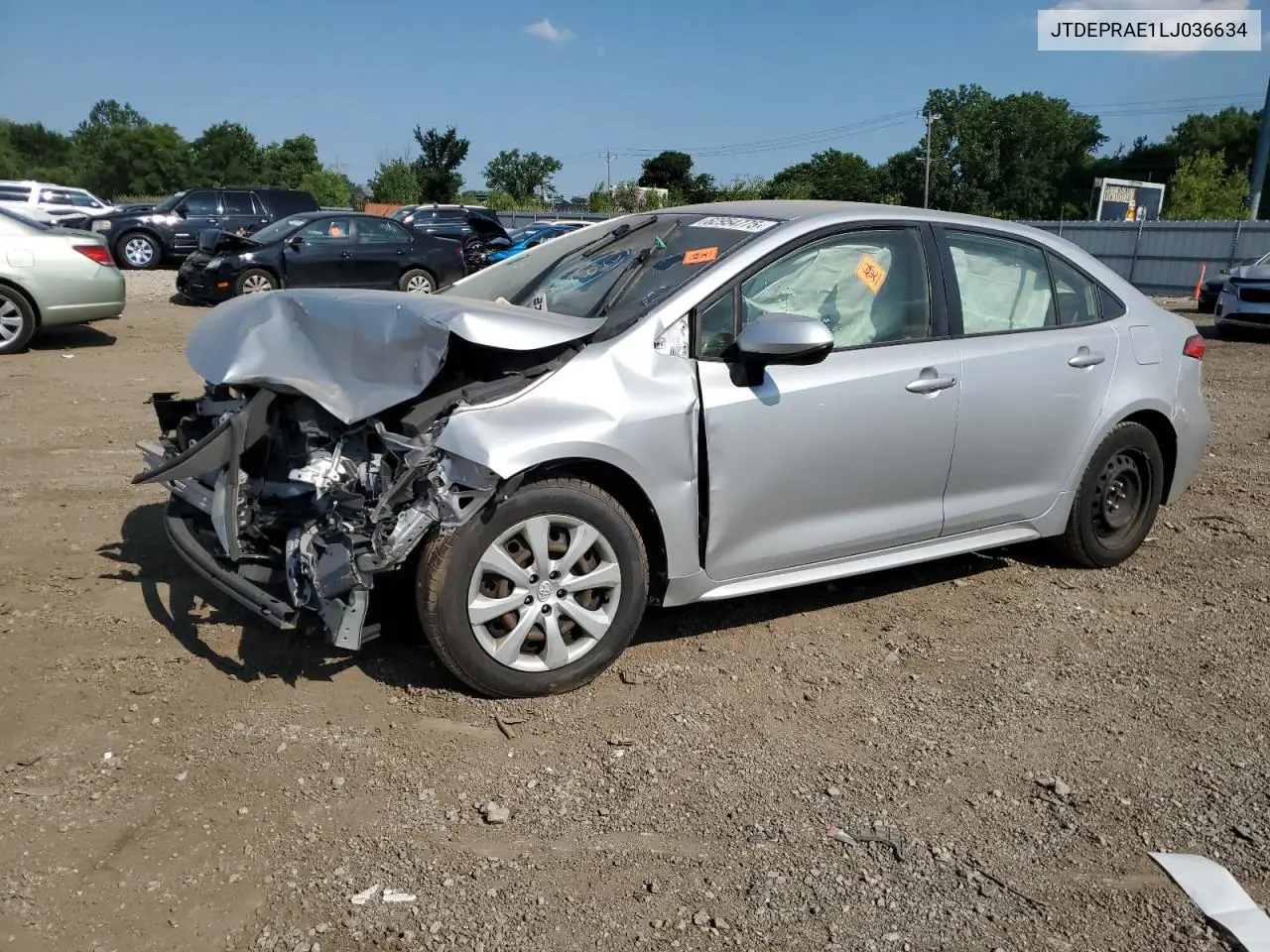2020 Toyota Corolla Le VIN: JTDEPRAE1LJ036634 Lot: 62954775