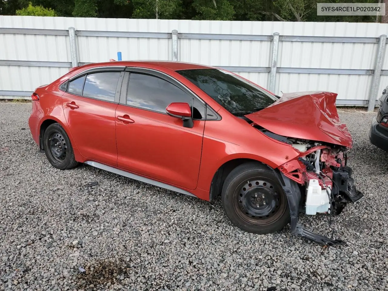 2020 Toyota Corolla Se VIN: 5YFS4RCE1LP020342 Lot: 63368875