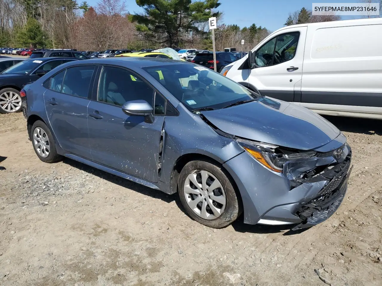 2021 Toyota Corolla Le VIN: 5YFEPMAE8MP231646 Lot: 53101555