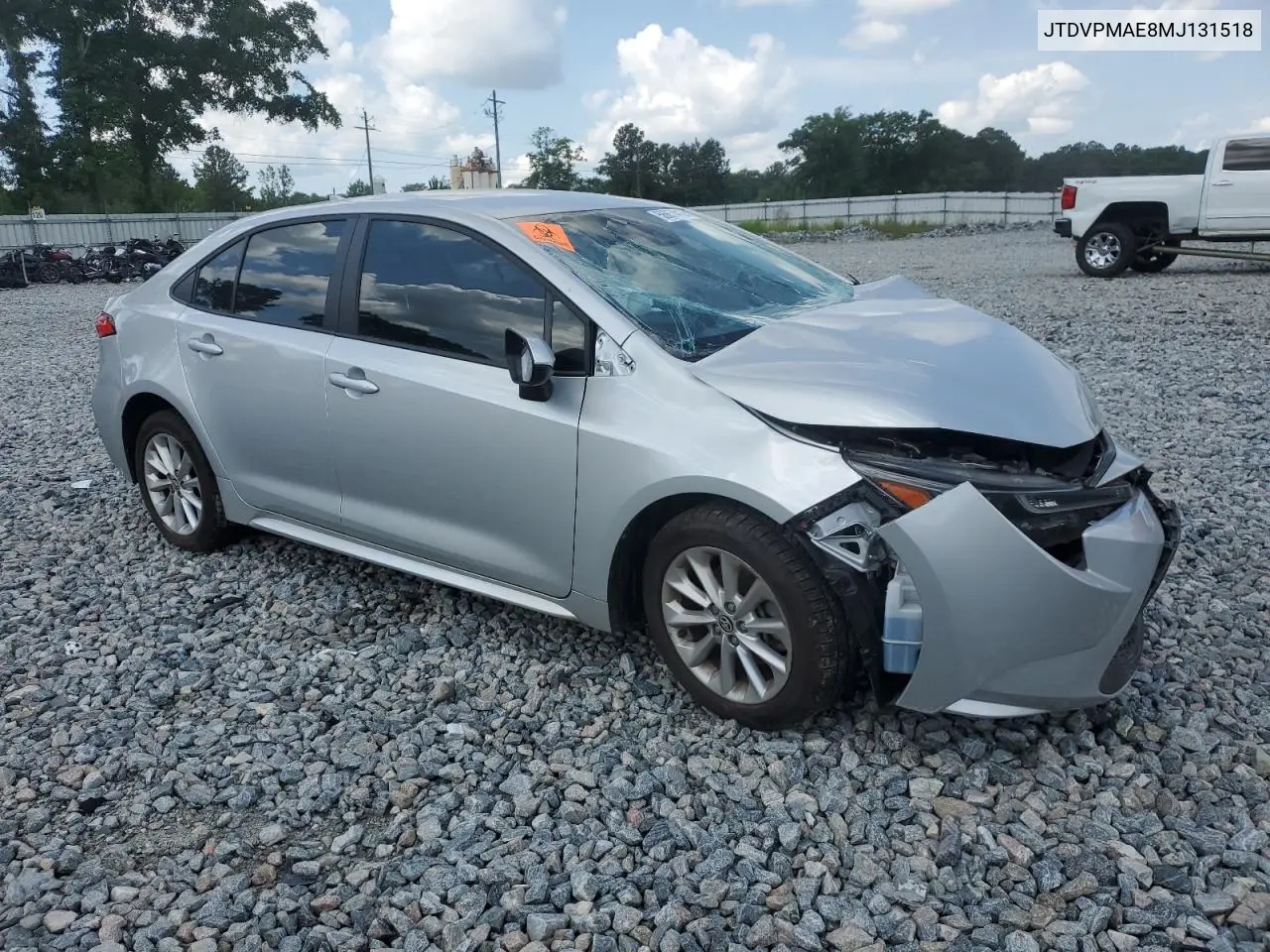2021 Toyota Corolla Le VIN: JTDVPMAE8MJ131518 Lot: 56657415