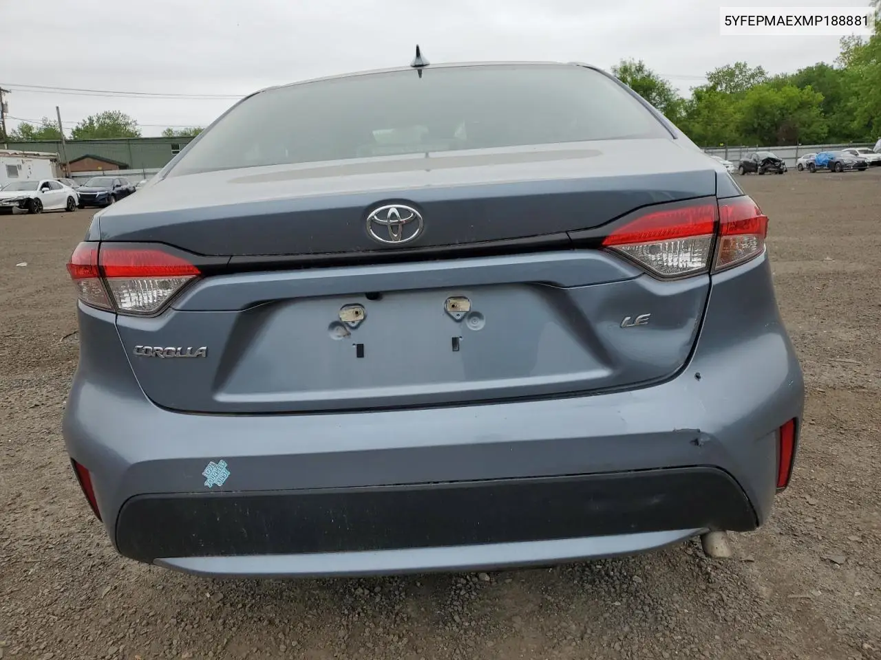 2021 Toyota Corolla Le VIN: 5YFEPMAEXMP188881 Lot: 56760935