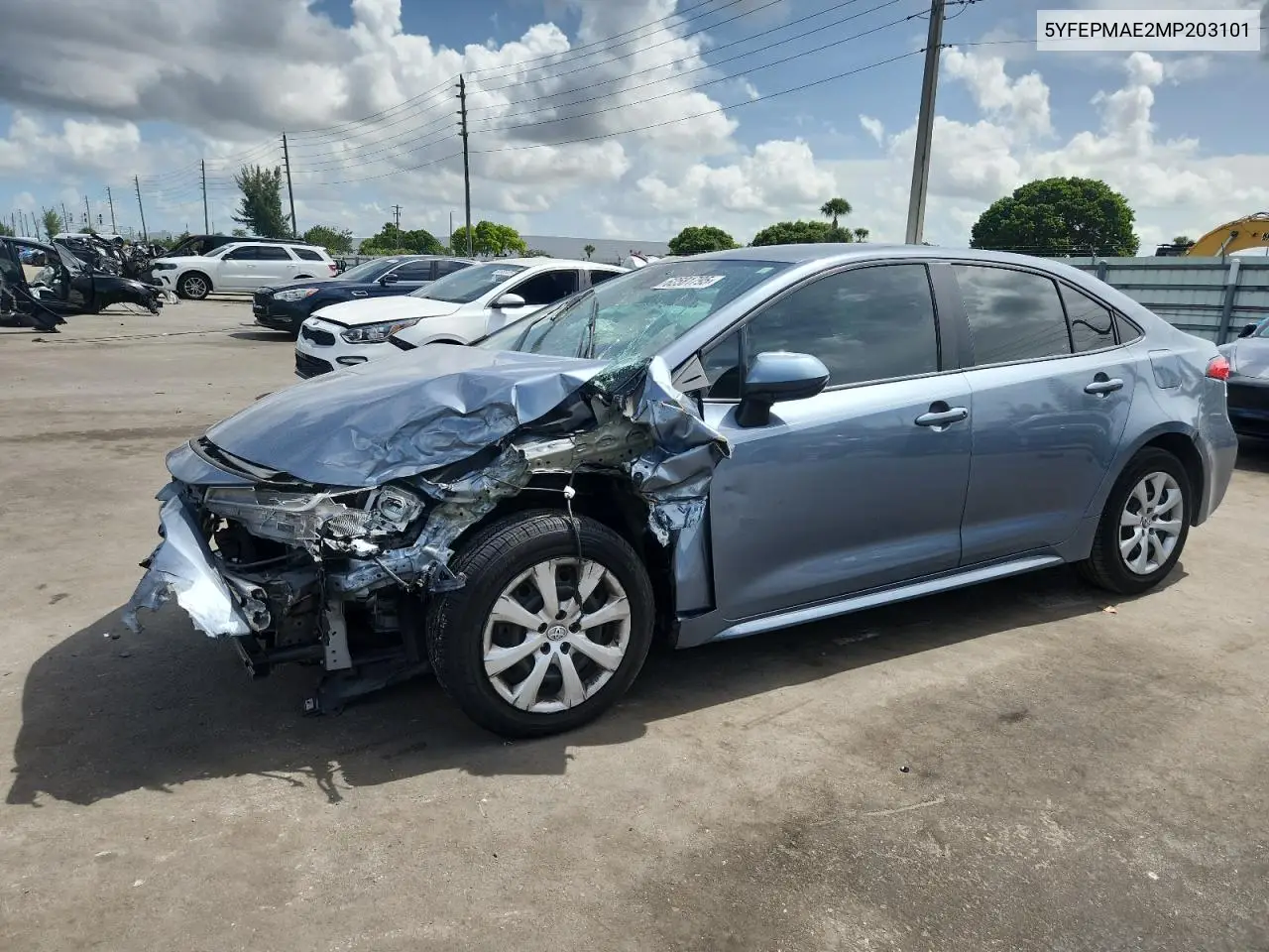 2021 Toyota Corolla Le VIN: 5YFEPMAE2MP203101 Lot: 62581795