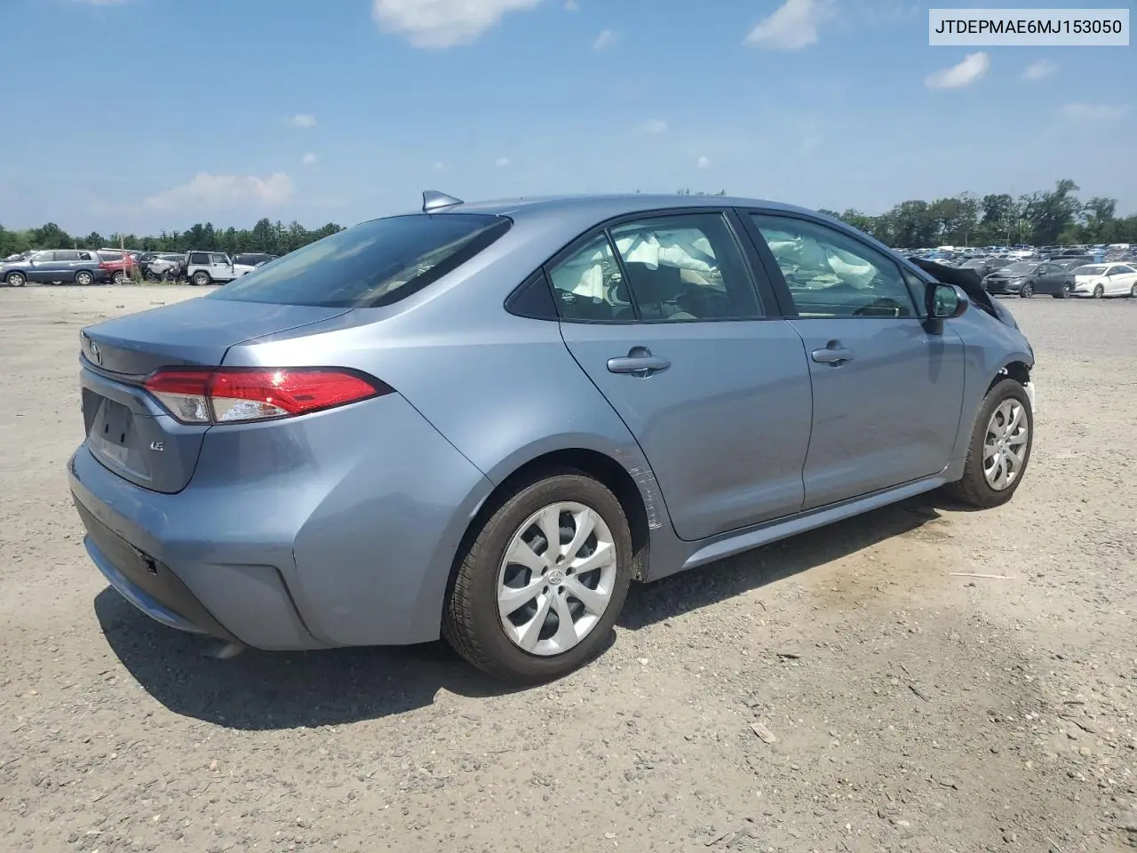 2021 Toyota Corolla Le VIN: JTDEPMAE6MJ153050 Lot: 62791755