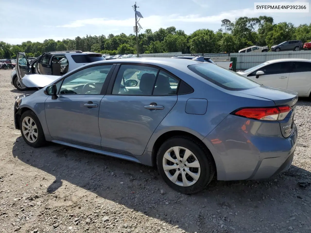 2022 Toyota Corolla Le VIN: 5YFEPMAE4NP392366 Lot: 53444195