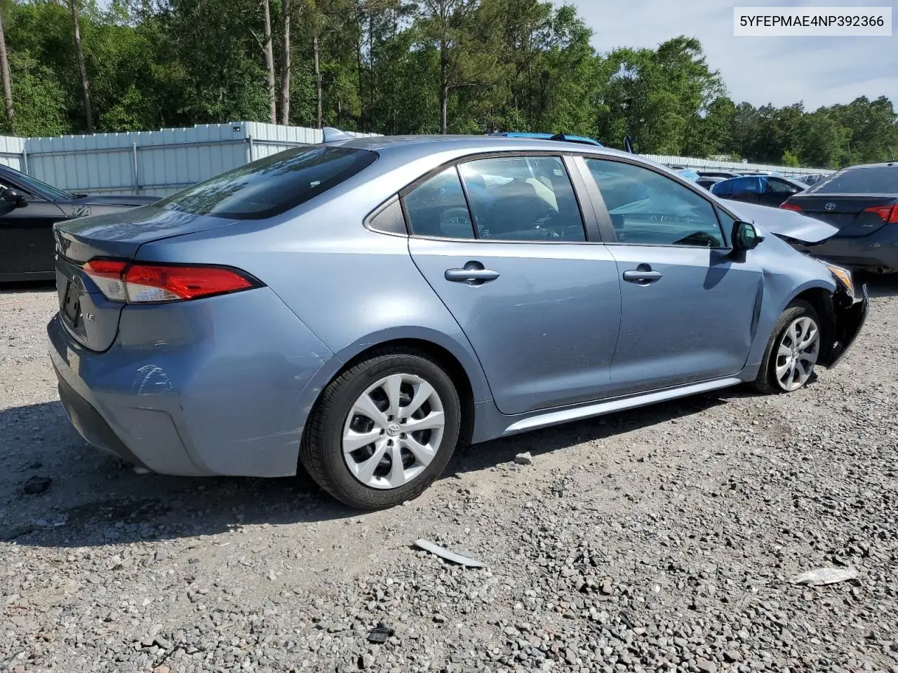 2022 Toyota Corolla Le VIN: 5YFEPMAE4NP392366 Lot: 53444195