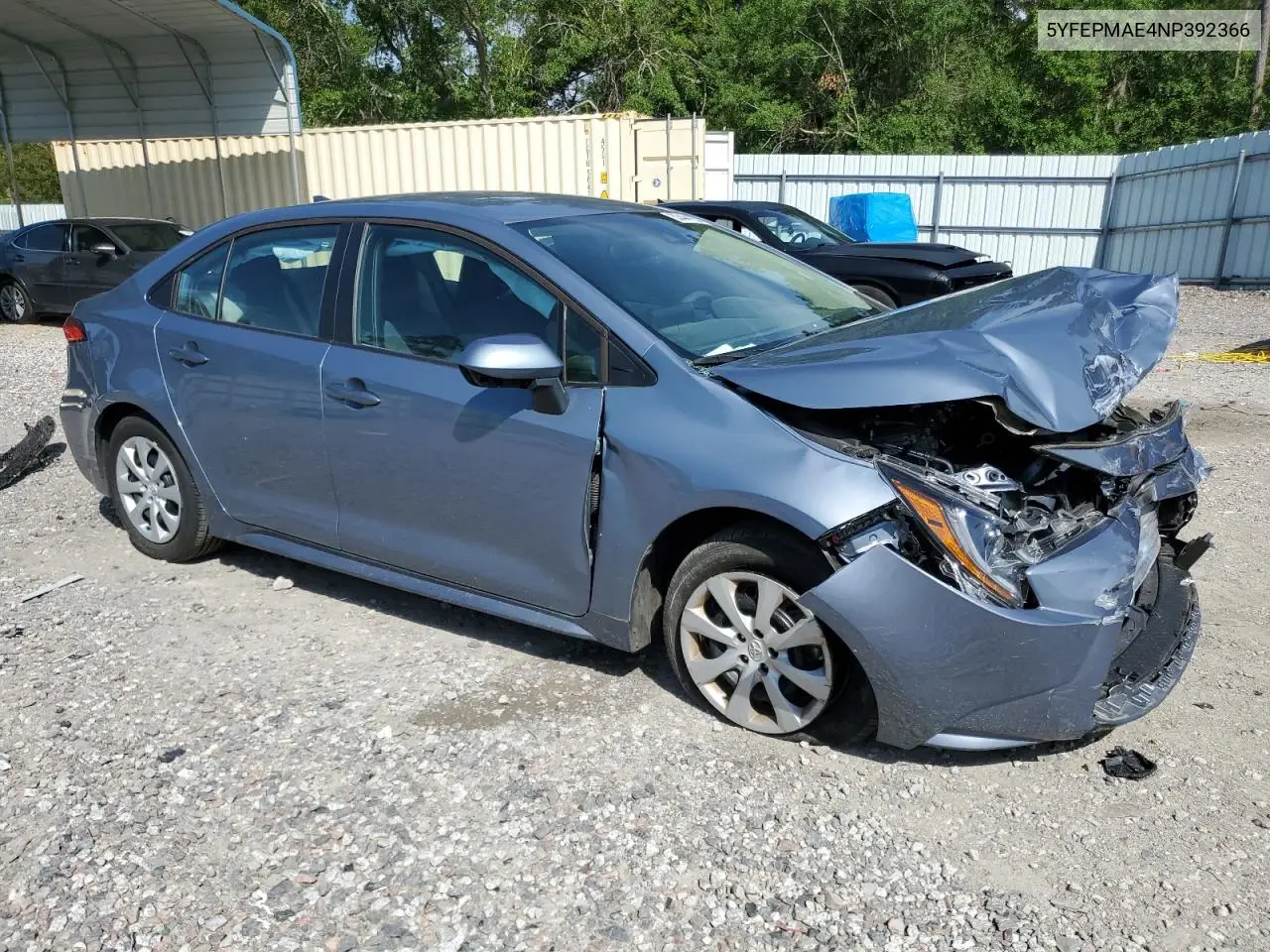 2022 Toyota Corolla Le VIN: 5YFEPMAE4NP392366 Lot: 53444195