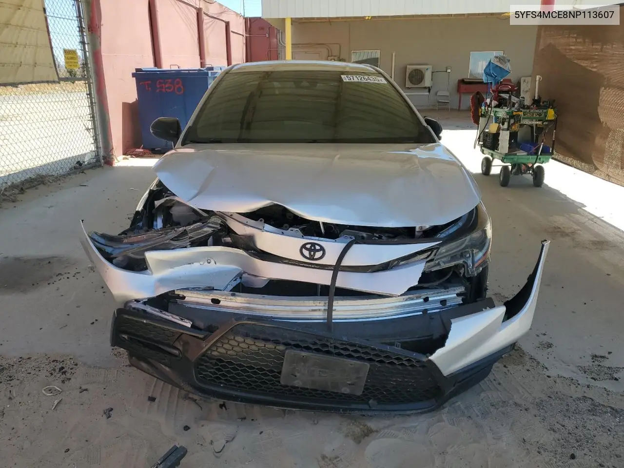 2022 Toyota Corolla Se VIN: 5YFS4MCE8NP113607 Lot: 57126435