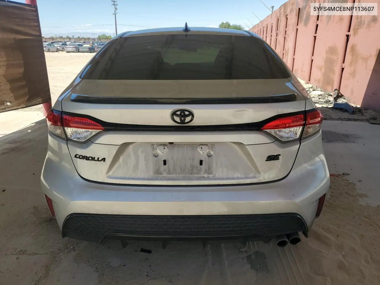 2022 Toyota Corolla Se VIN: 5YFS4MCE8NP113607 Lot: 57126435