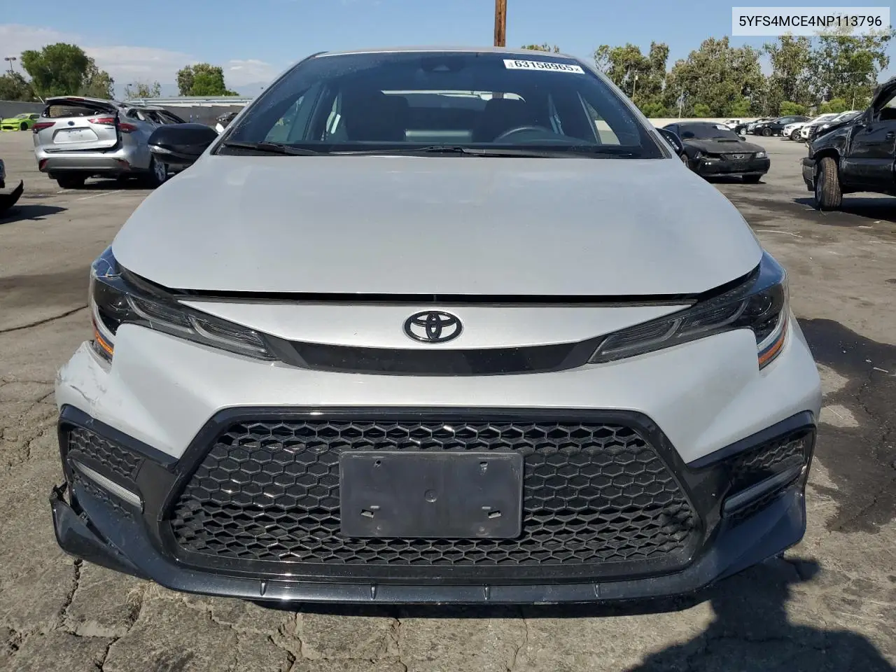 2022 Toyota Corolla Se VIN: 5YFS4MCE4NP113796 Lot: 63158965