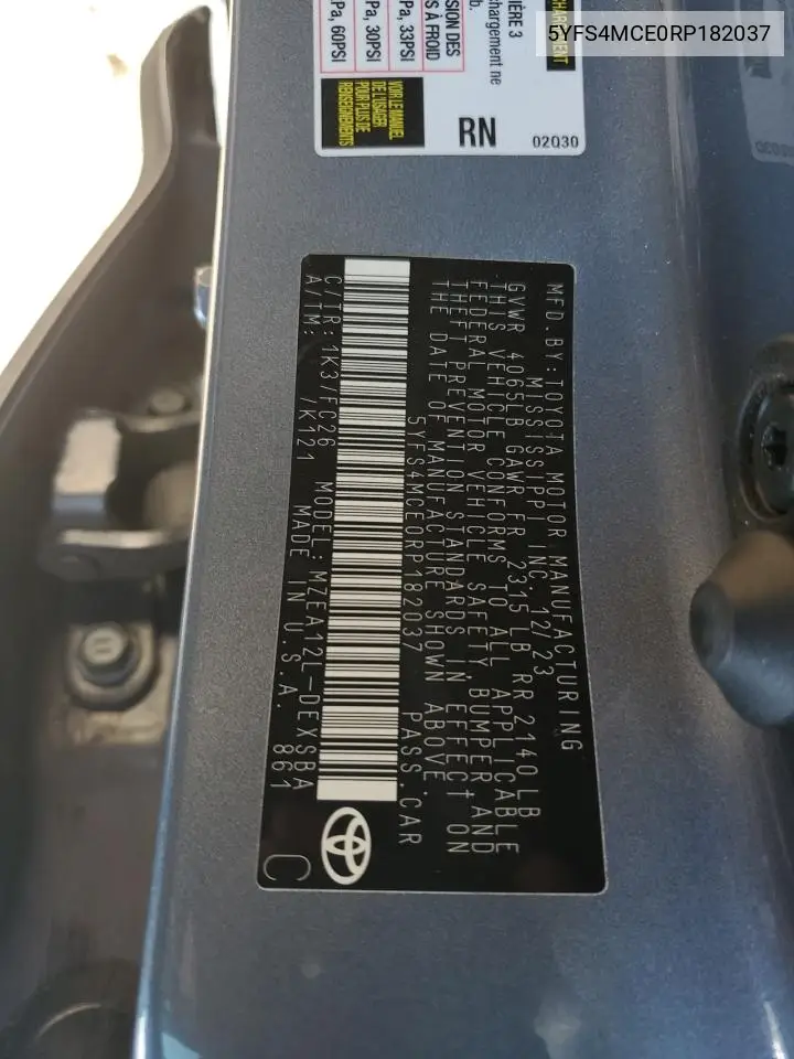 5yfs4mce0rp182037 5YFS4MCE0RP182037 2024 Toyota Corolla Se