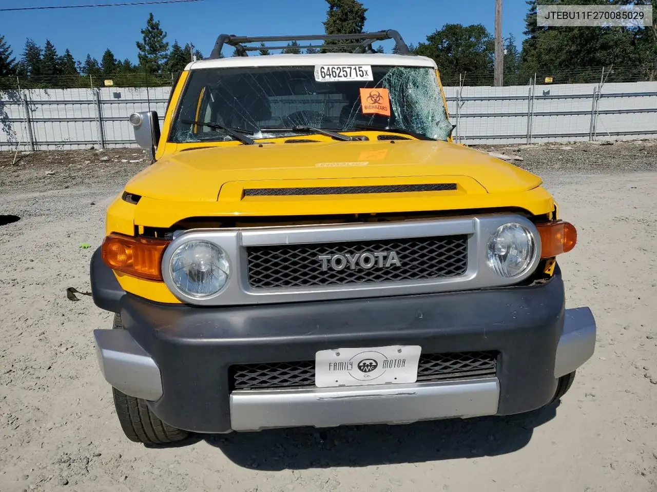 2007 Toyota Fj Cruiser VIN: JTEBU11F270085029 Lot: 64625715