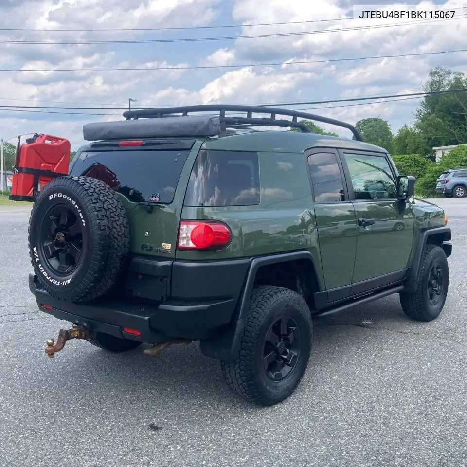 2011 Toyota Fj Cruiser VIN: JTEBU4BF1BK115067 Lot: 61018345