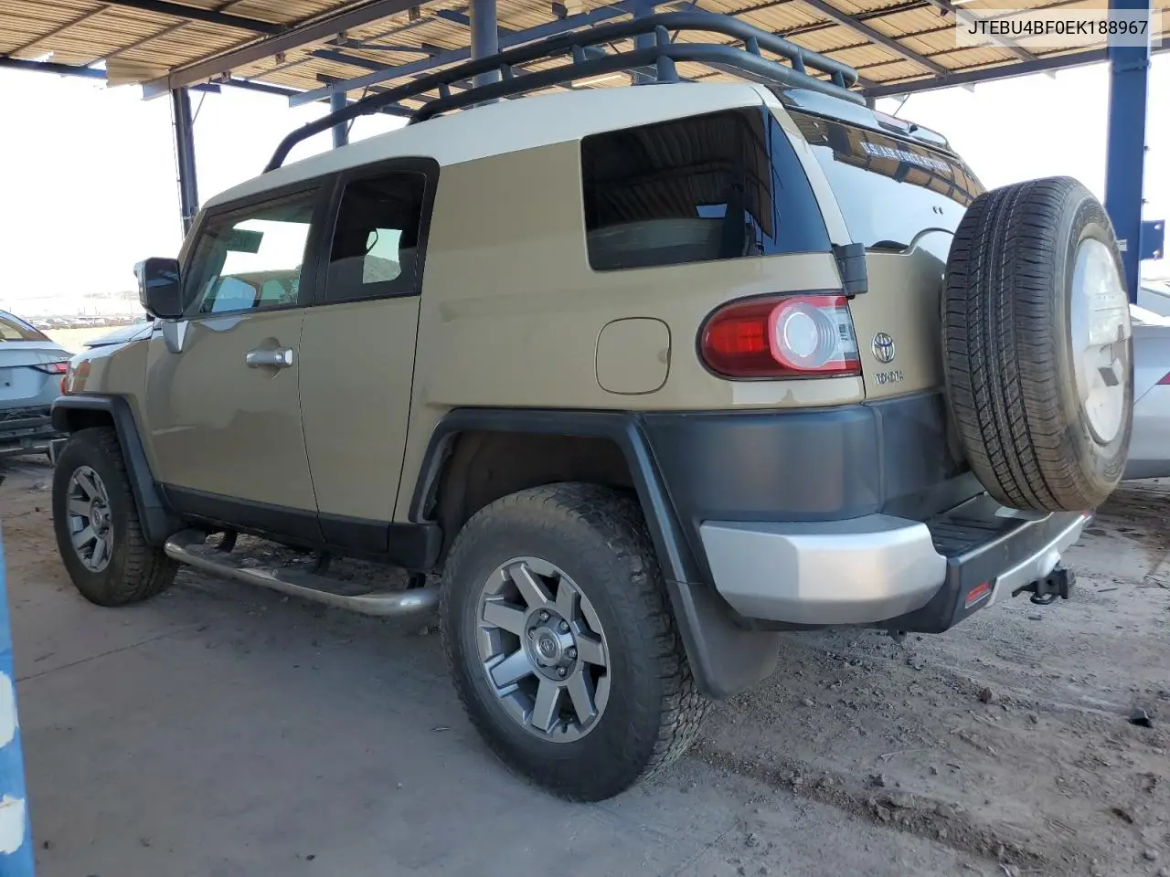 2014 Toyota Fj Cruiser VIN: JTEBU4BF0EK188967 Lot: 62690735