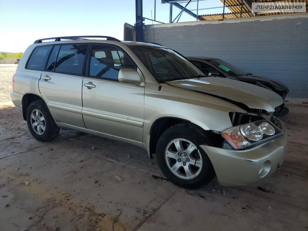 2003 Toyota Highlander Limited VIN: JTEHF21A030107439 Lot: 62709945