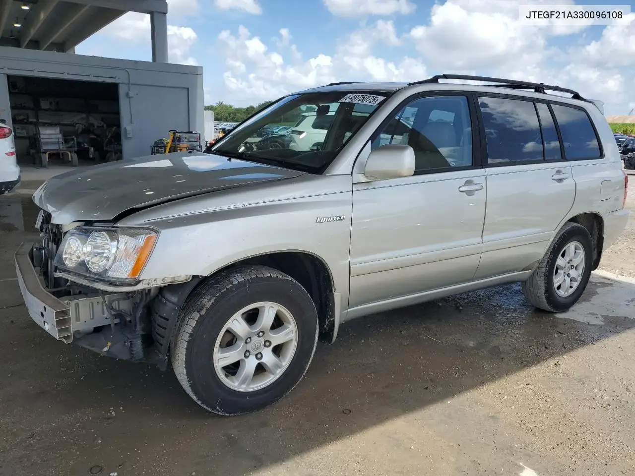2003 Toyota Highlander Limited VIN: JTEGF21A330096108 Lot: 64975075