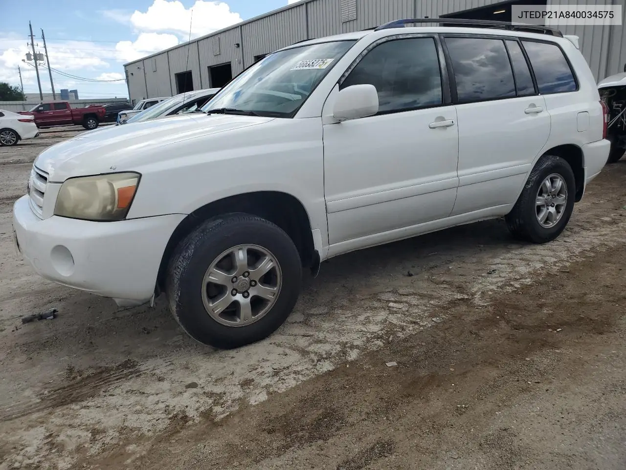 2004 Toyota Highlander Base VIN: JTEDP21A840034575 Lot: 56683275