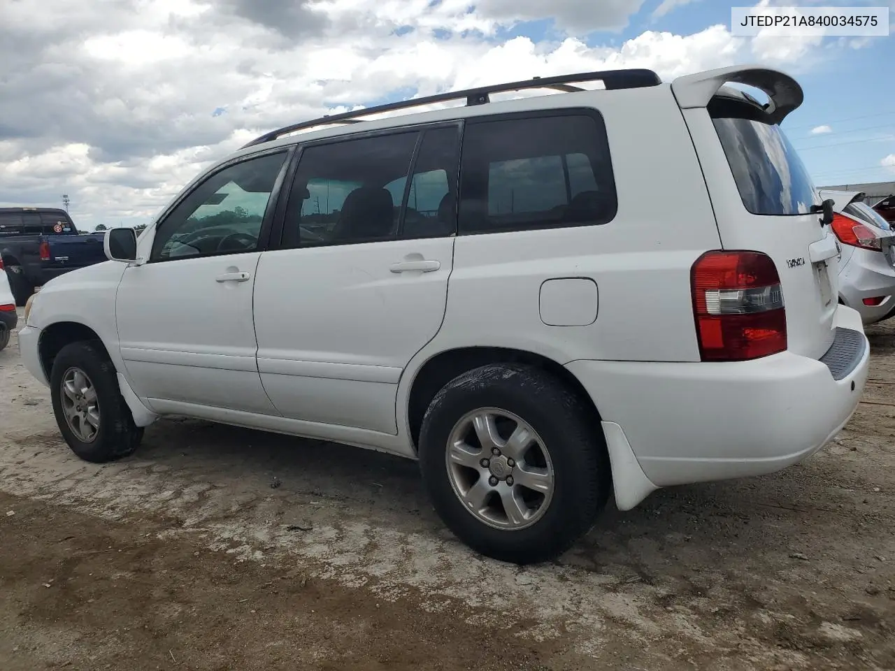 2004 Toyota Highlander Base VIN: JTEDP21A840034575 Lot: 56683275