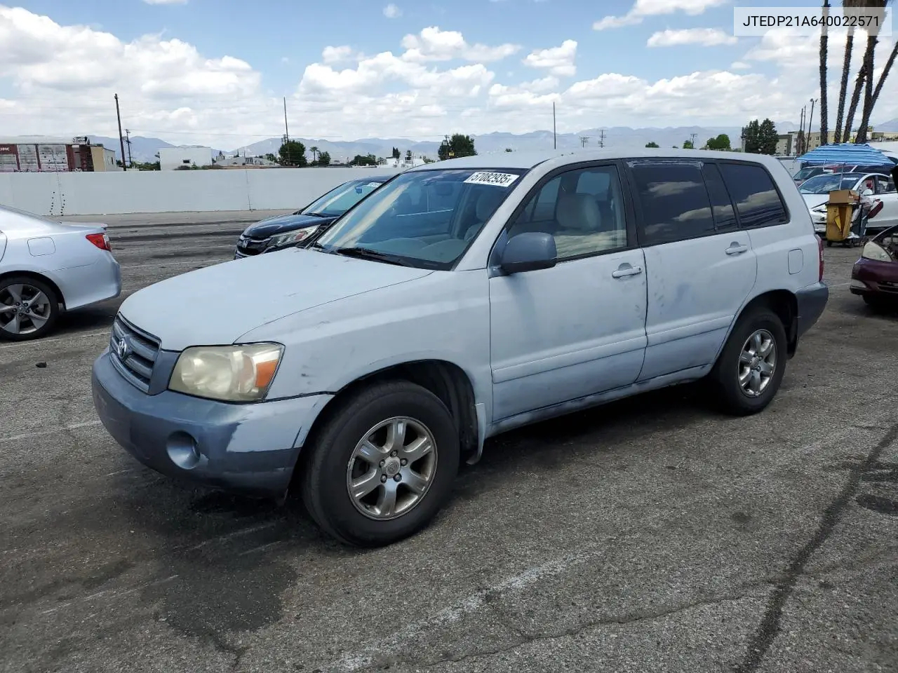 2004 Toyota Highlander Base VIN: JTEDP21A640022571 Lot: 57082935