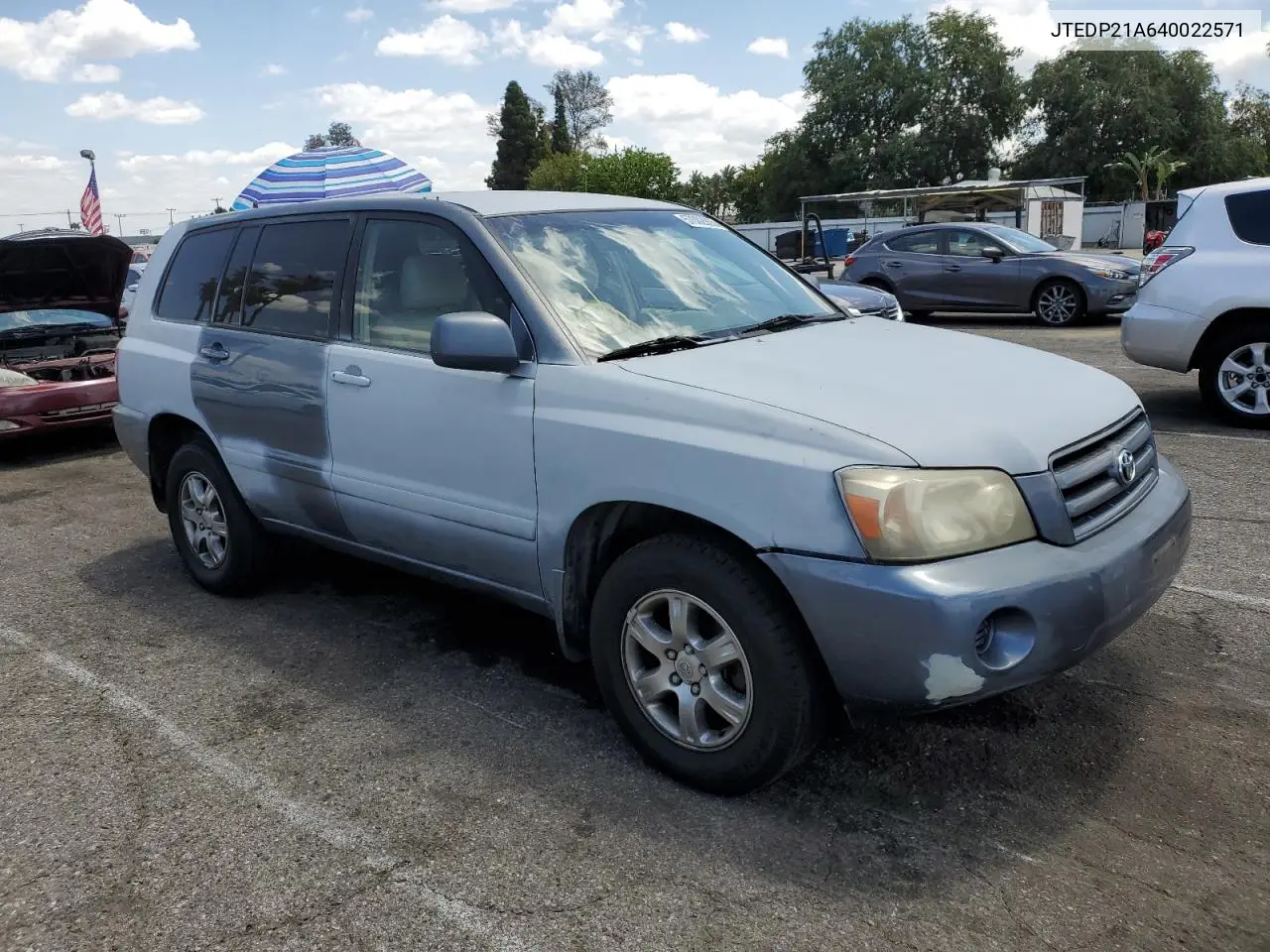 2004 Toyota Highlander Base VIN: JTEDP21A640022571 Lot: 57082935