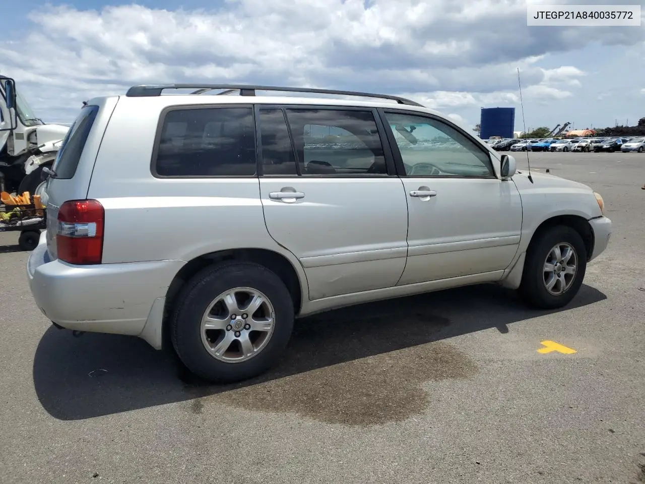 2004 Toyota Highlander Base VIN: JTEGP21A840035772 Lot: 61499755