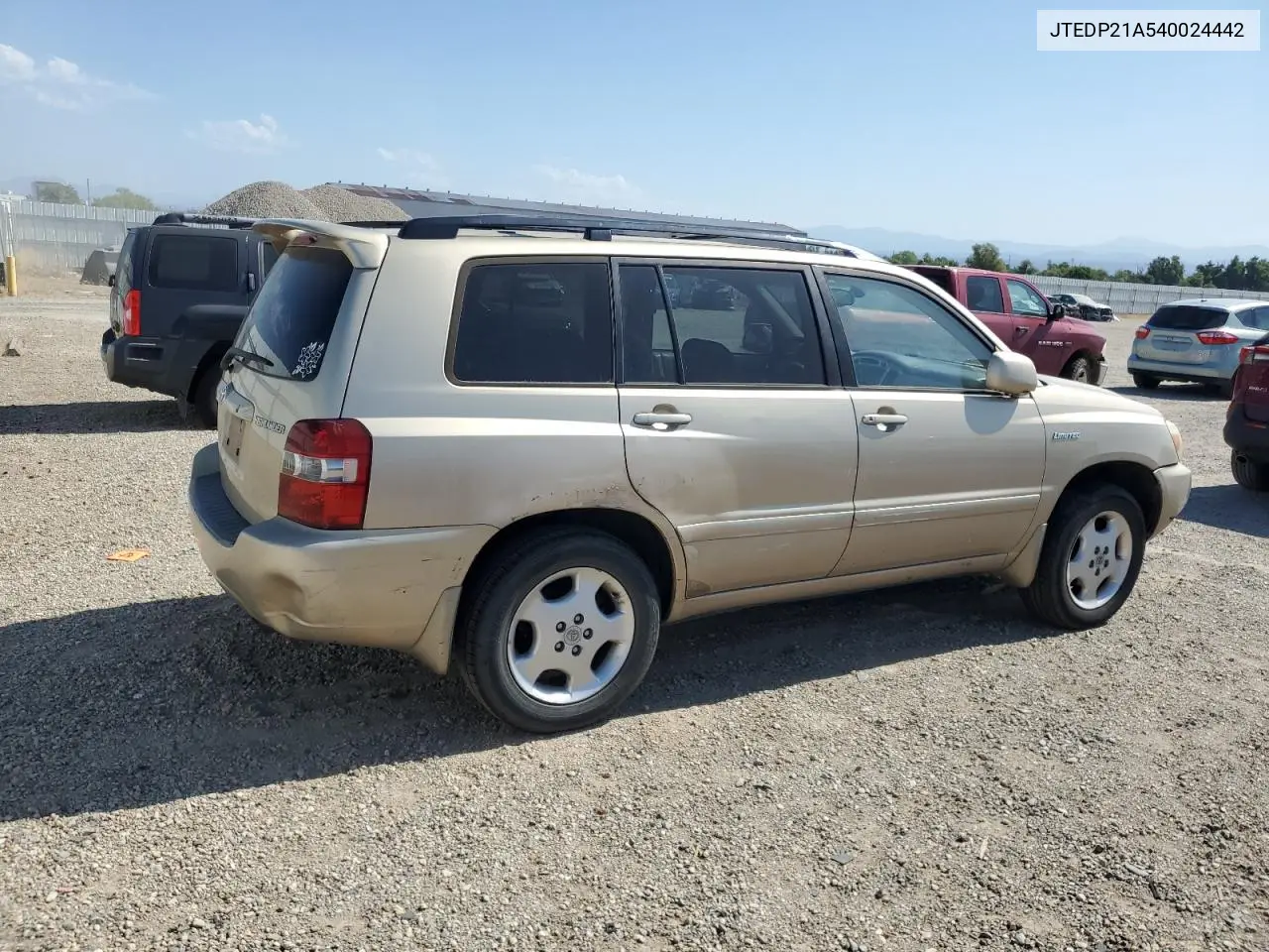 2004 Toyota Highlander Base VIN: JTEDP21A540024442 Lot: 62167875