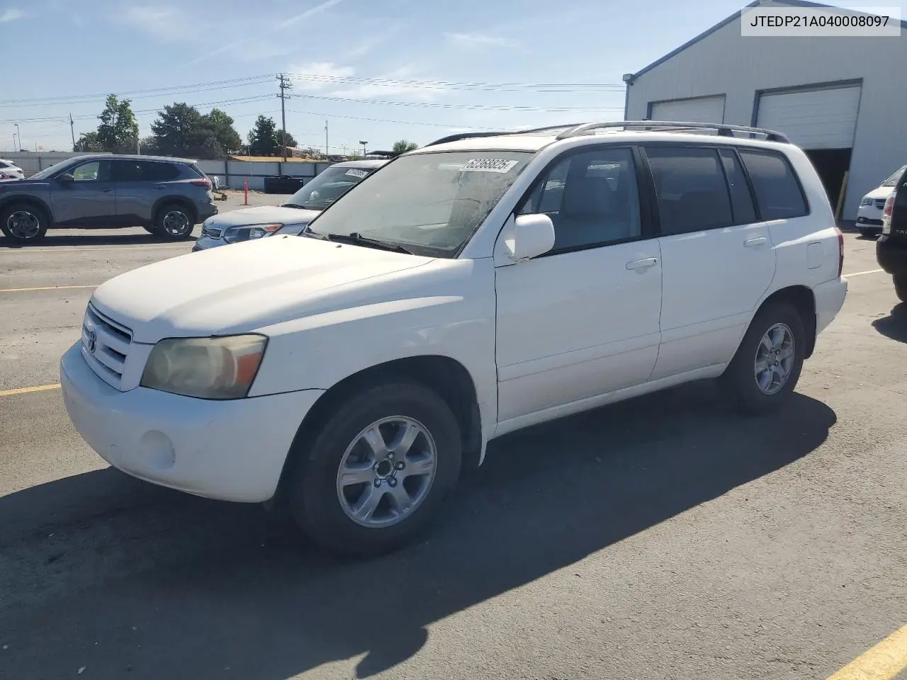 2004 Toyota Highlander Base VIN: JTEDP21A040008097 Lot: 62368825