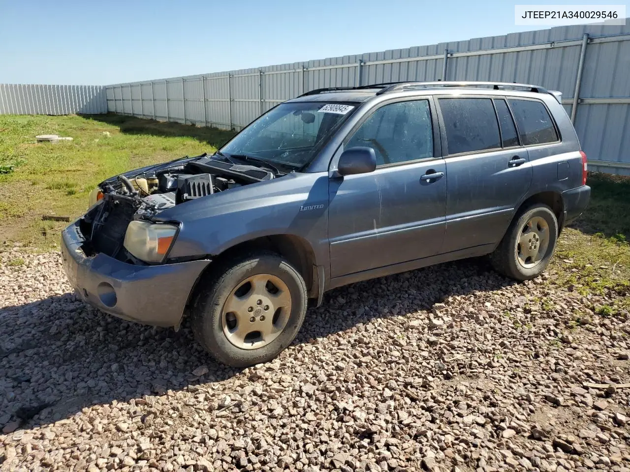 2004 Toyota Highlander VIN: JTEEP21A340029546 Lot: 62909845