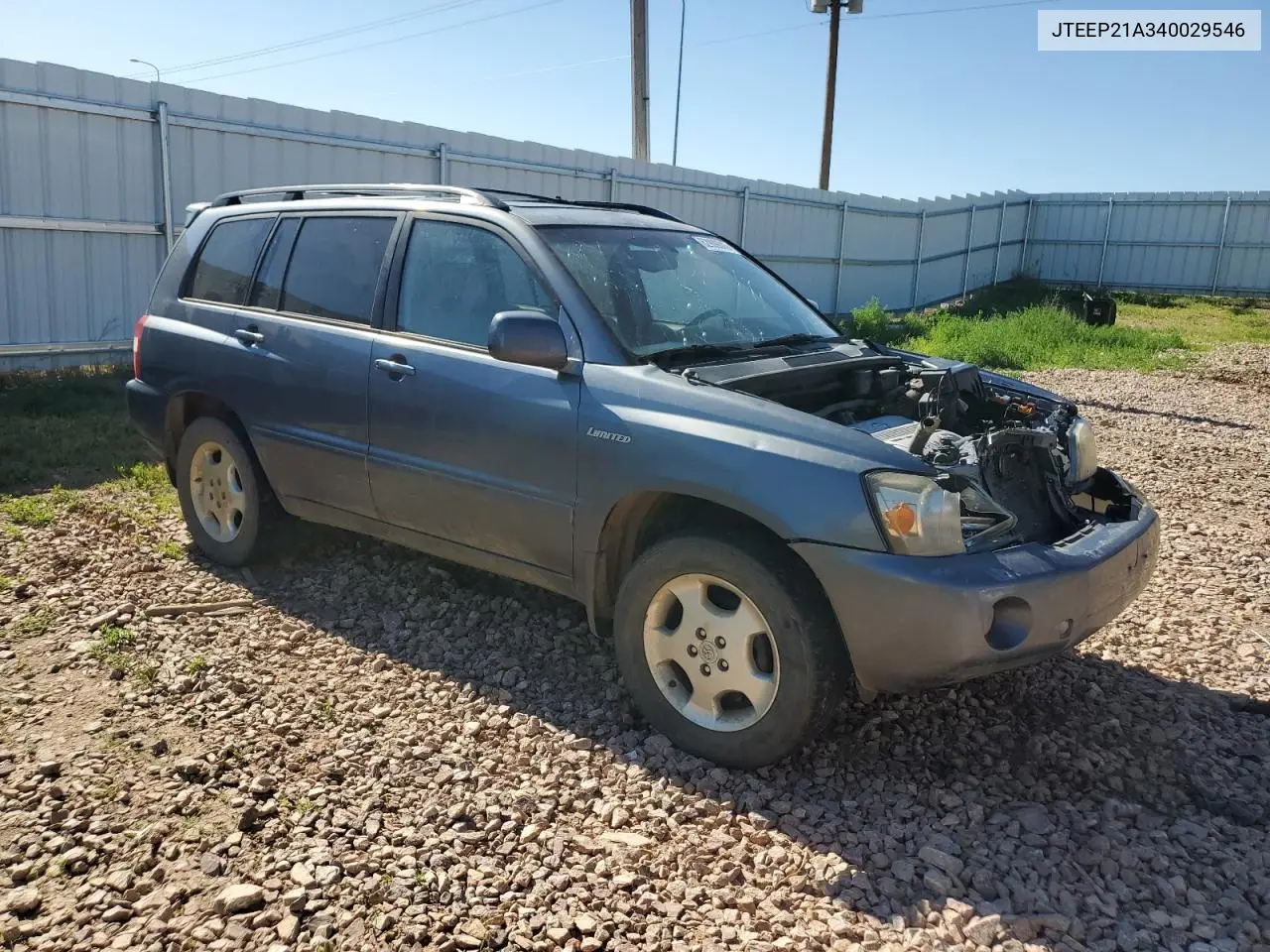 2004 Toyota Highlander VIN: JTEEP21A340029546 Lot: 62909845