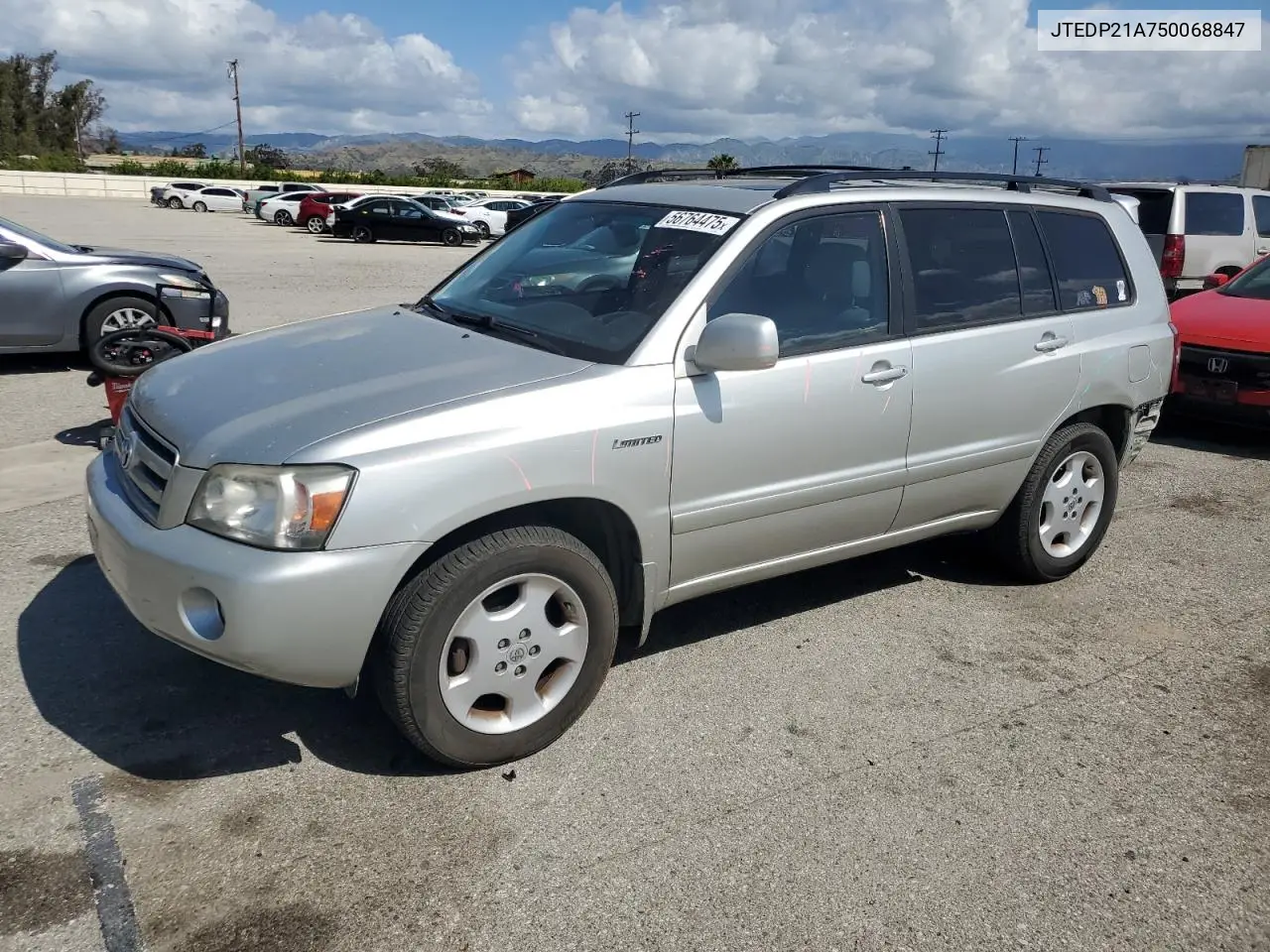 2005 Toyota Highlander Limited VIN: JTEDP21A750068847 Lot: 56764475