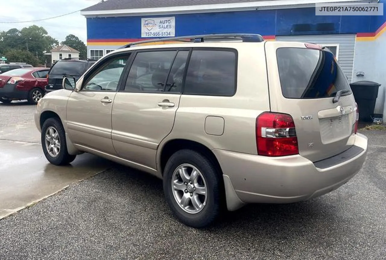 2005 Toyota Highlander Limited VIN: JTEGP21A750062771 Lot: 61847342