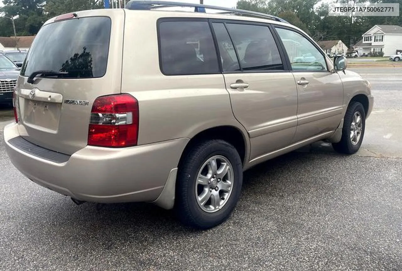 2005 Toyota Highlander Limited VIN: JTEGP21A750062771 Lot: 61847342