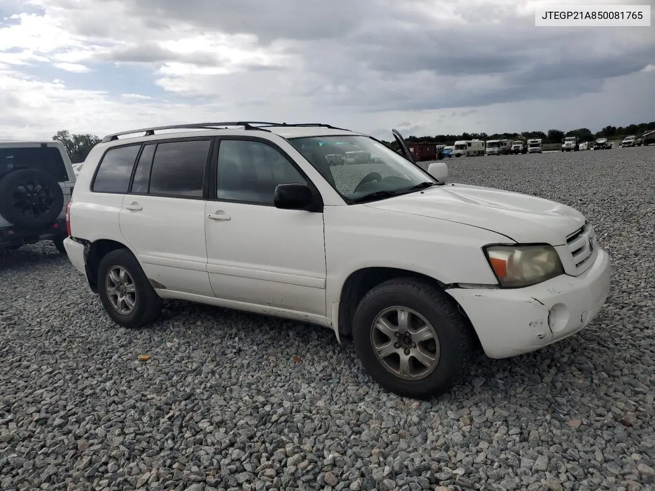 2005 Toyota Highlander Limited VIN: JTEGP21A850081765 Lot: 62872435