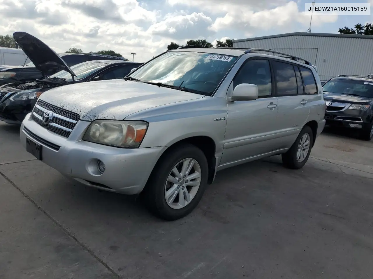 2006 Toyota Highlander Hybrid VIN: JTEDW21A160015159 Lot: 54799095