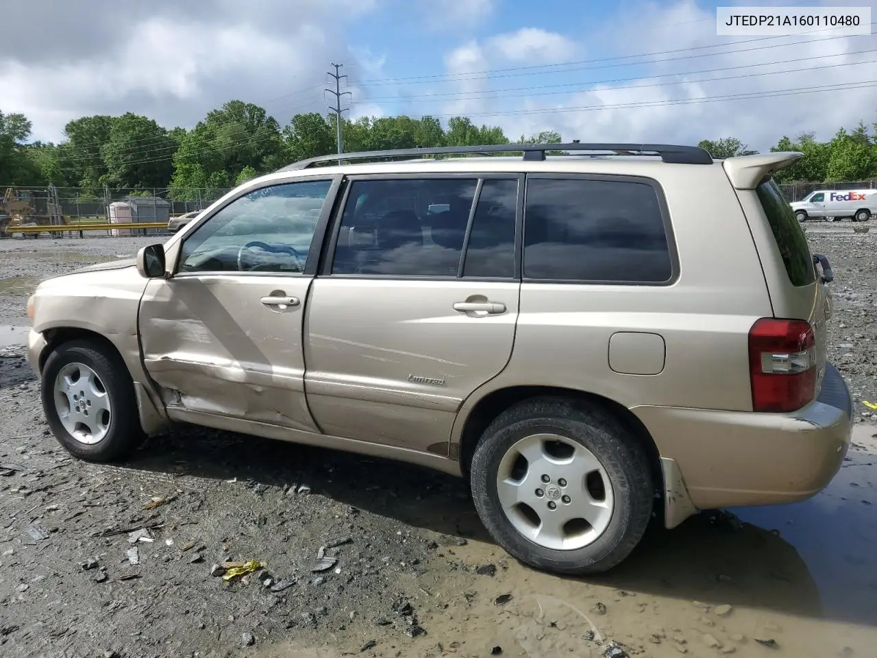 2006 Toyota Highlander Limited VIN: JTEDP21A160110480 Lot: 56980665