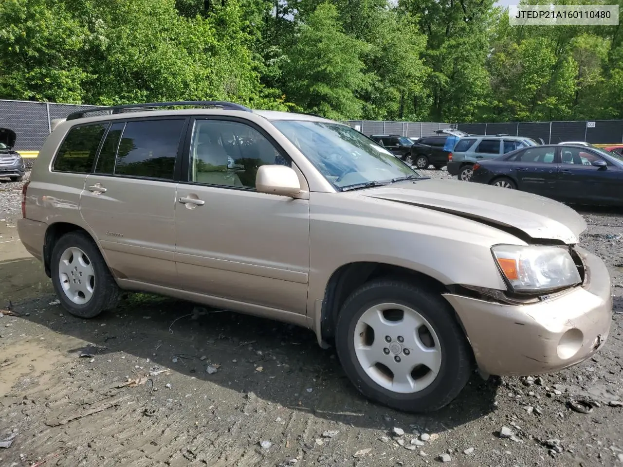 2006 Toyota Highlander Limited VIN: JTEDP21A160110480 Lot: 56980665