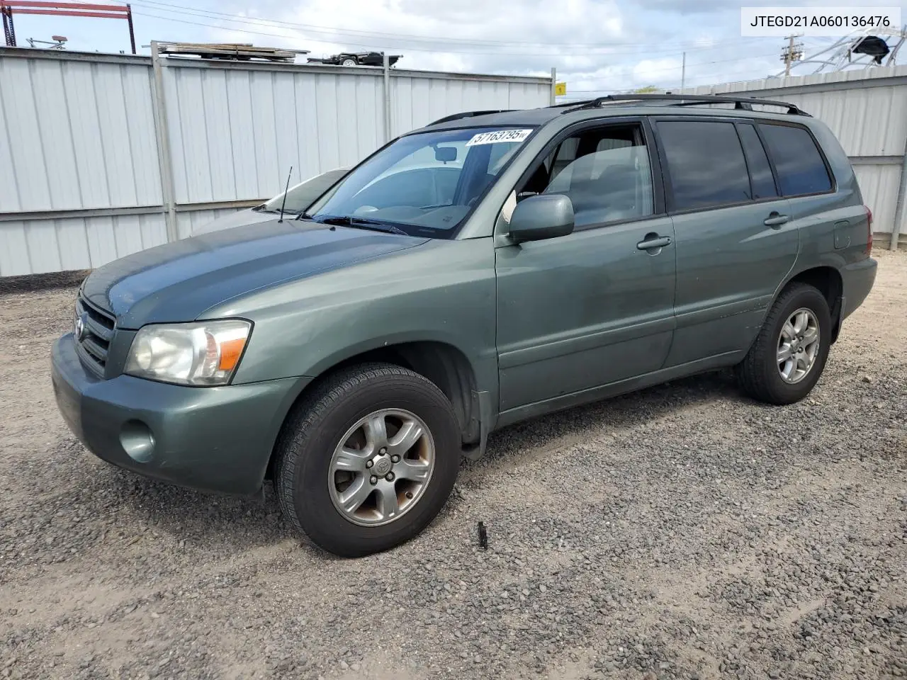 2006 Toyota Highlander VIN: JTEGD21A060136476 Lot: 57163795