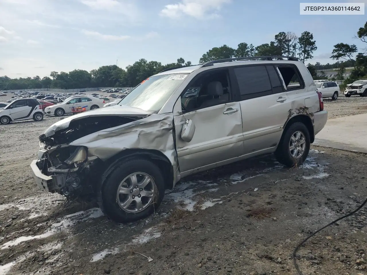 2006 Toyota Highlander Limited VIN: JTEGP21A360114642 Lot: 60711785