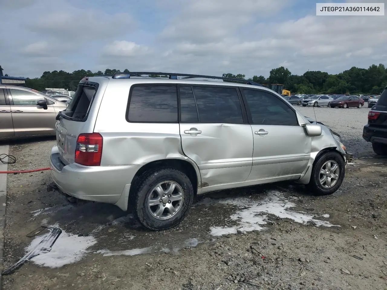 2006 Toyota Highlander Limited VIN: JTEGP21A360114642 Lot: 60711785