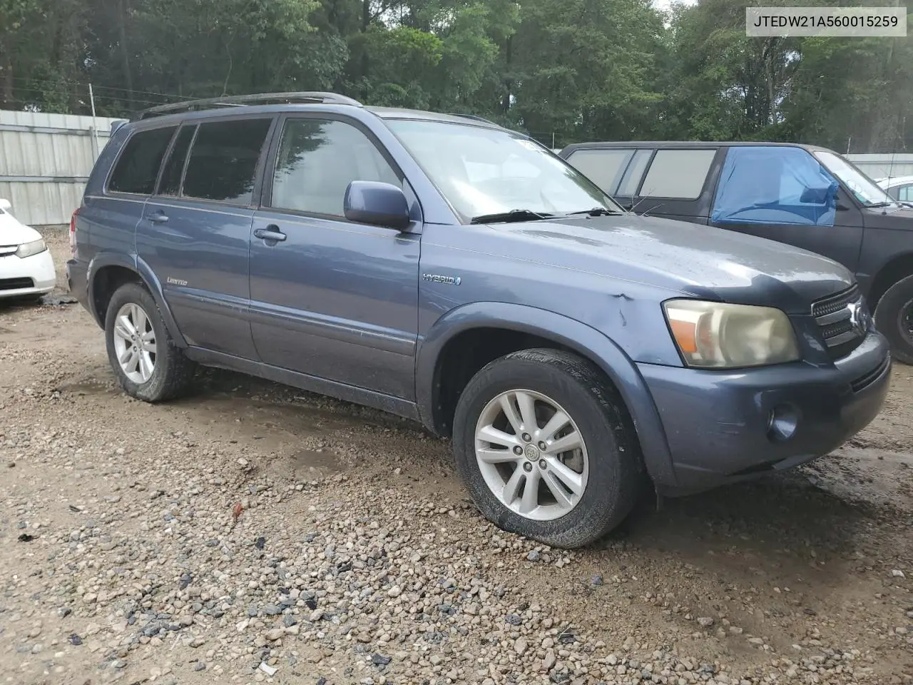 2006 Toyota Highlander Hybrid VIN: JTEDW21A560015259 Lot: 62756265