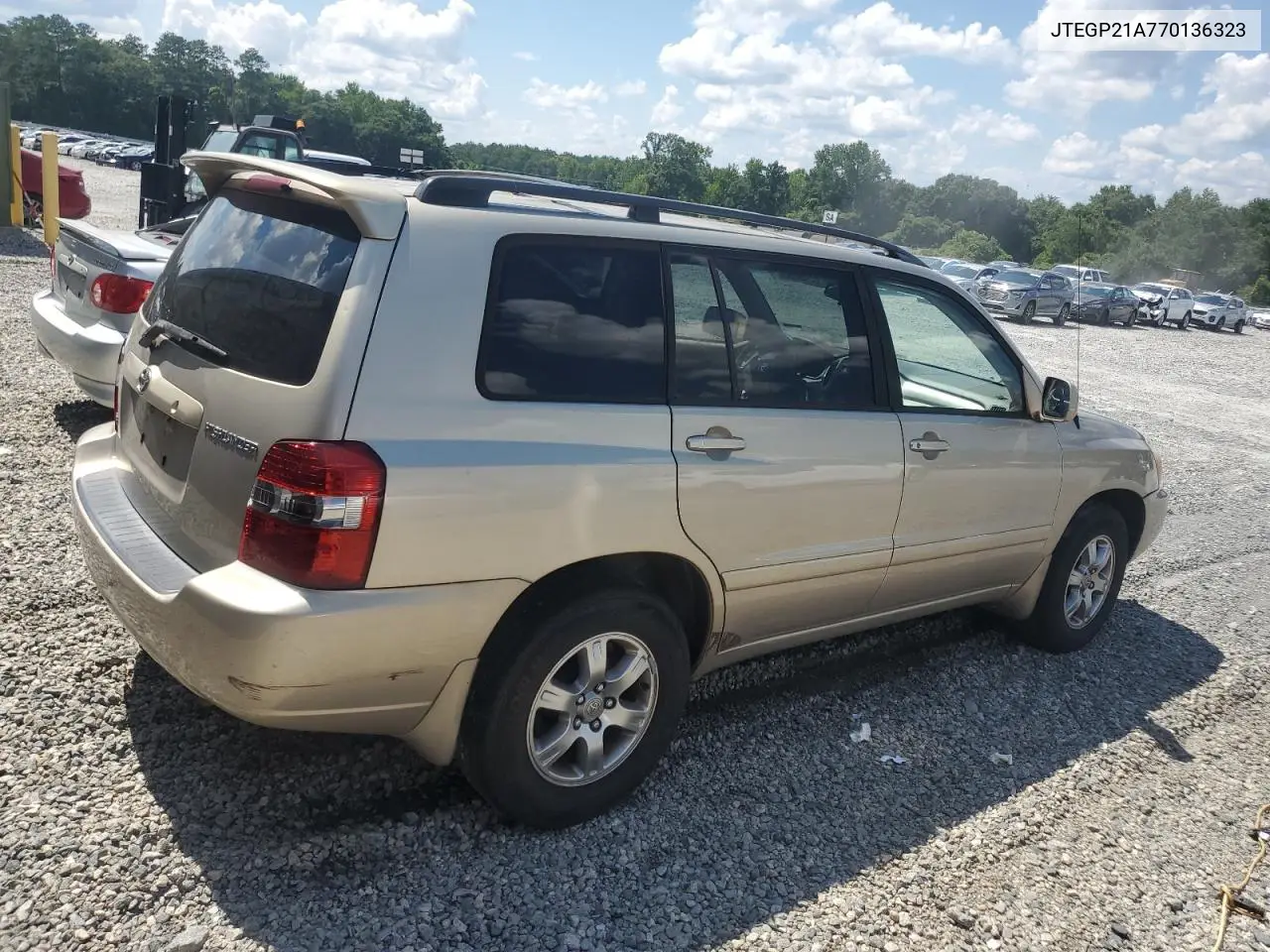 2007 Toyota Highlander Sport VIN: JTEGP21A770136323 Lot: 62490365
