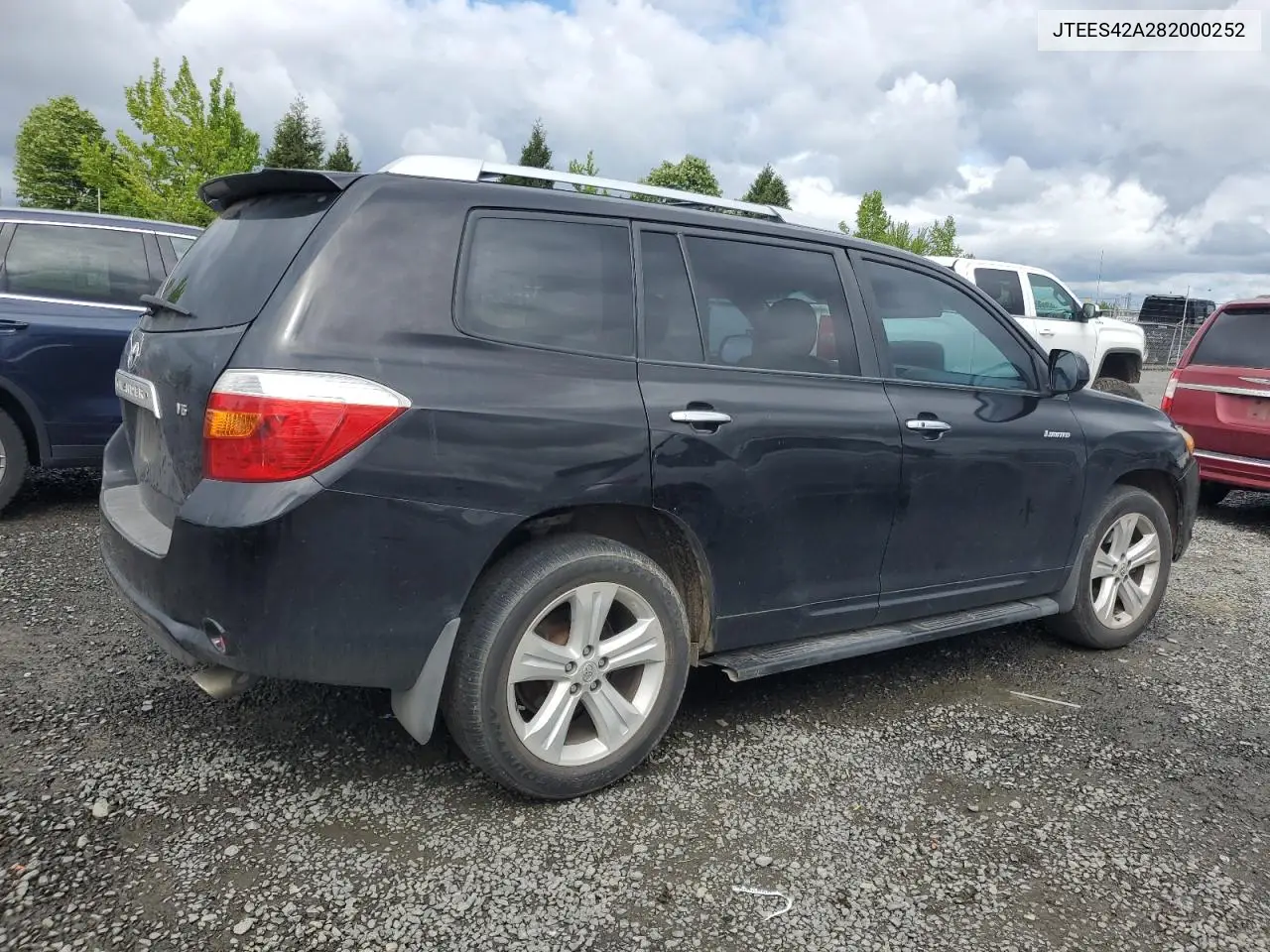 2008 Toyota Highlander Limited VIN: JTEES42A282000252 Lot: 55836995